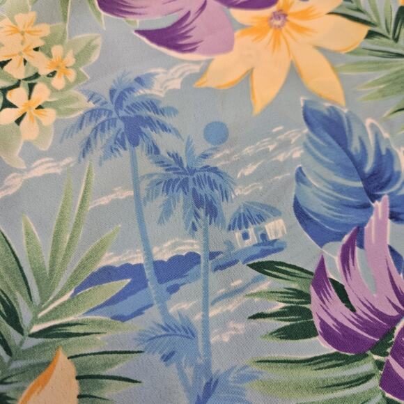 Vtg Dress Floral Wrap Skirt Women 12 Mini Blue Tropical Beach Cottage Boho Retro - Picture 6 of 9